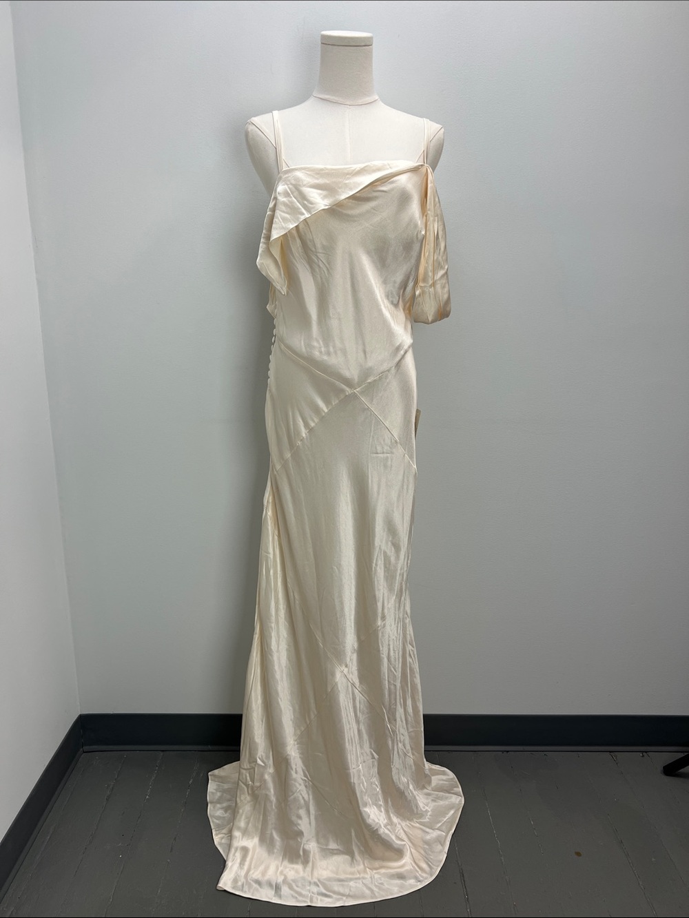 For Love & Lemons Jewel Maxi Dress Ivory Silky Slip Dress Womens Medium Bridal